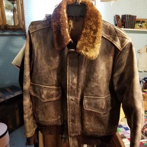 ORIGINAL VINTAGE 1950s "BOMBER" style MENS brown l